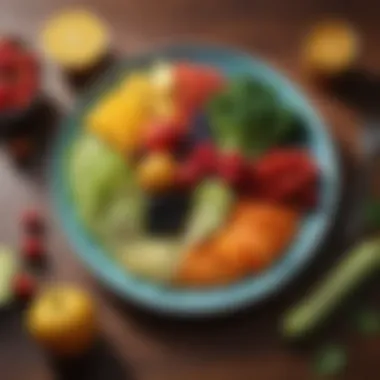 A colorful plate of fresh fruits and vegetables symbolizing a balanced diet.