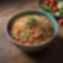 Colorful bowl filled with quinoa and vegetables