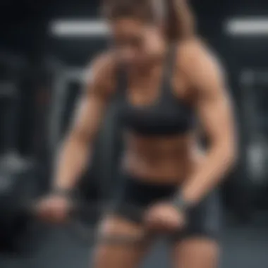 A weight lifter using a fitness tracker during a workout