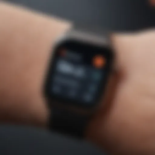 A close-up view of a smartwatch displaying health metrics