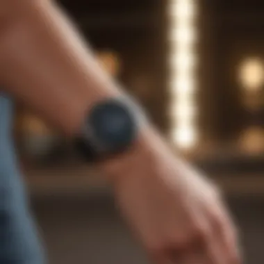 A smartwatch on a fitness enthusiast's wrist during a workout