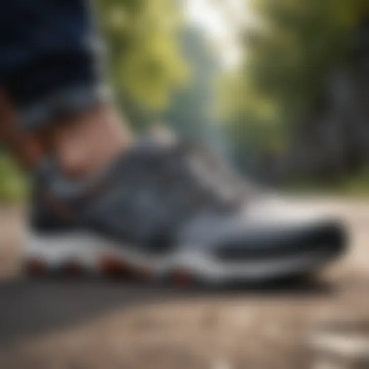 A supportive walking shoe with cushioning features