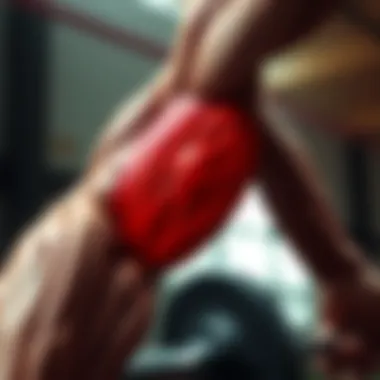 An illustration of muscle fibers undergoing hypertrophy during training