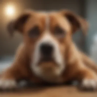 Identifying Symptoms of Gastrointestinal Distress in Dogs A dog displaying signs of discomfort, such as lethargy.