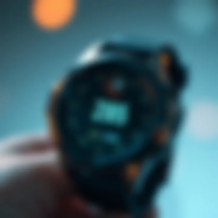 Close-up of a health wrist monitor interface