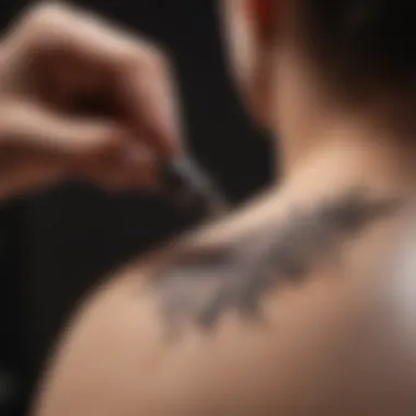 A soothing ointment being applied to a tattoo