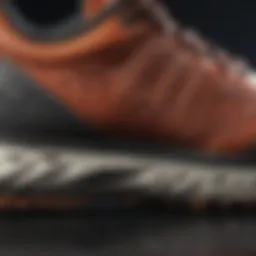 Close-up of shoe materials showcasing breathability and flexibility