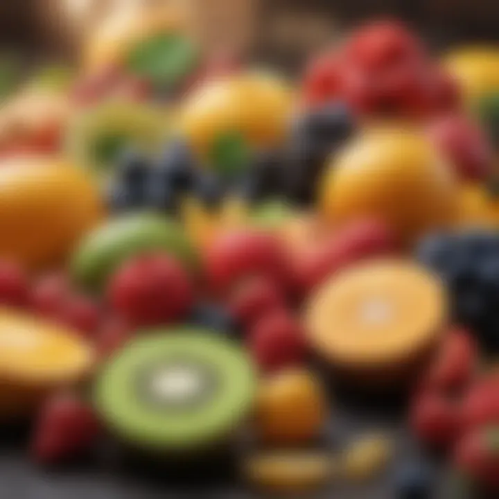 An array of fresh fruits showcasing their high fiber content.