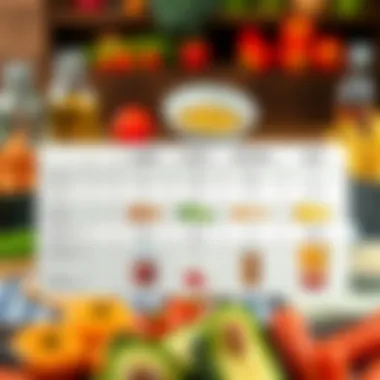 Chart illustrating balanced meals with carbs, proteins, and fats