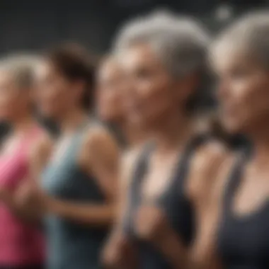 An engaging scene of a group participating in a fitness class tailored for older adults.