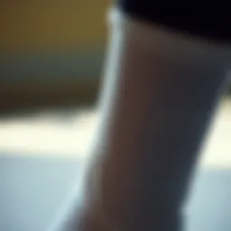 Close-up view of compression sock texture highlighting fabric quality.