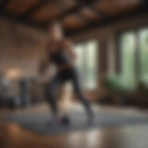 Dynamic workout session in a cozy home environment