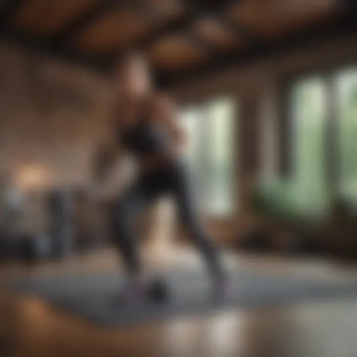 Dynamic workout session in a cozy home environment