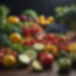 Colorful array of fresh vegetables and fruits