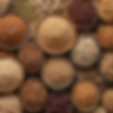 A table filled with whole grains and legumes emphasizing dietary fiber.