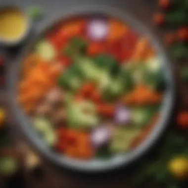 Vibrant Plate of Nutrient-Dense Foods Colorful assortment of fresh vegetables and lean proteins arranged on a plate