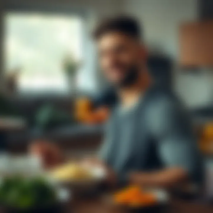 Individual evaluating dietary choices and challenges