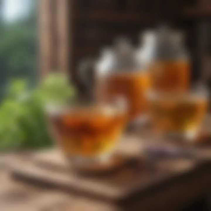 Natural herbal teas displayed on a wooden table