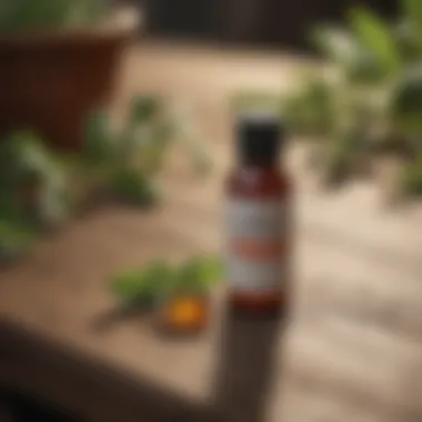 Natural tick repellent ingredients laid out on a wooden table