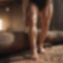 A person stretching their leg to relieve cramps