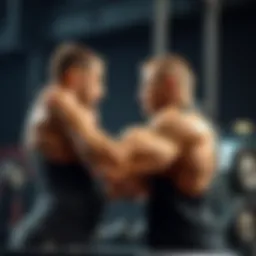 Dynamic arm wrestling training session showcasing strength and technique