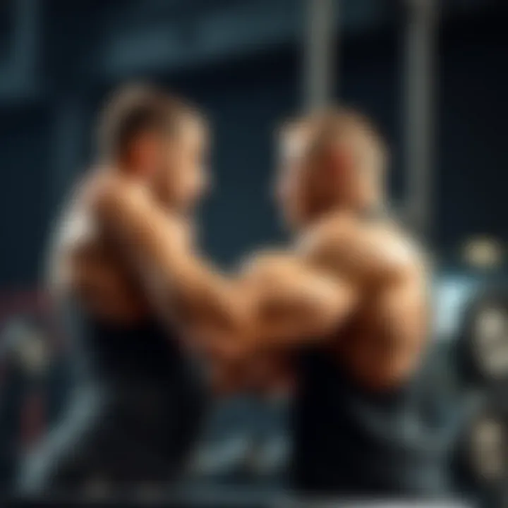 Dynamic arm wrestling training session showcasing strength and technique
