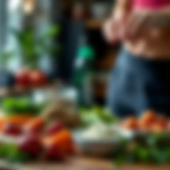 Illustration of nutritious foods beneficial for reducing love handles