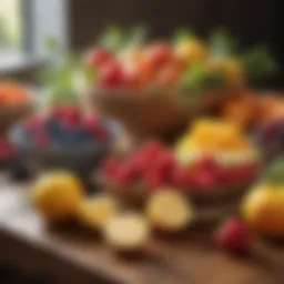 Vibrant assortment of fresh fruits on a wooden table showcasing healthy choices