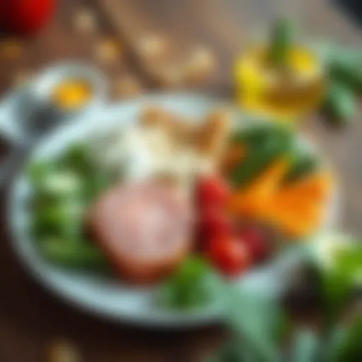 A balanced plate showcasing healthy portion sizes of various food groups.