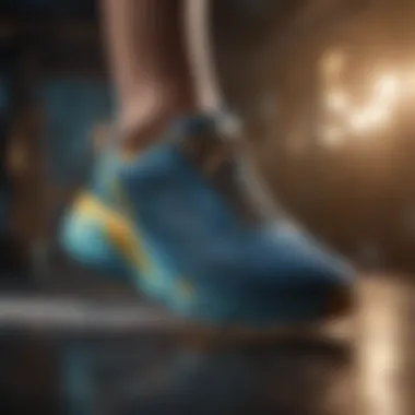 Close-up view of Hoka running shoe technology