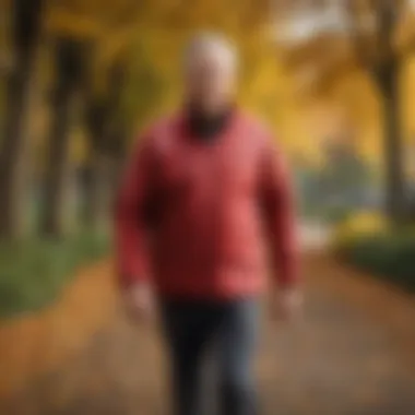 Cardiovascular Activity in Nature An older adult enjoying a brisk walk in a picturesque park, showcasing cardiovascular activity.