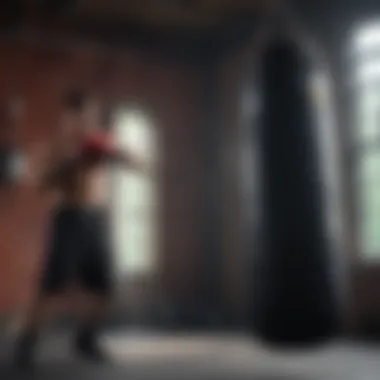 A heavy bag setup in a training environment