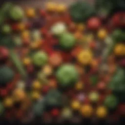 A colorful array of fresh fruits and vegetables arranged beautifully on a table, symbolizing healthy eating.