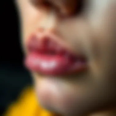 Understanding Inside Lip Blisters Close-up view of lip blisters with inflammation