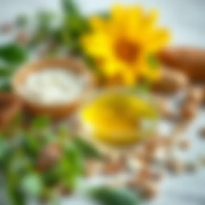 Natural Treatments for Lip Discomfort Natural remedies for lip blisters displayed with herbs