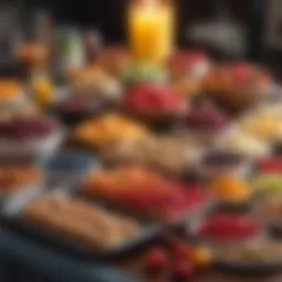 Colorful assortment of low calorie snacks on a table