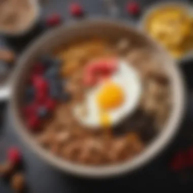 Diverse Low Carb Breakfast Bowls A colorful array of low carb breakfast bowls filled with nuts, seeds, and berries.