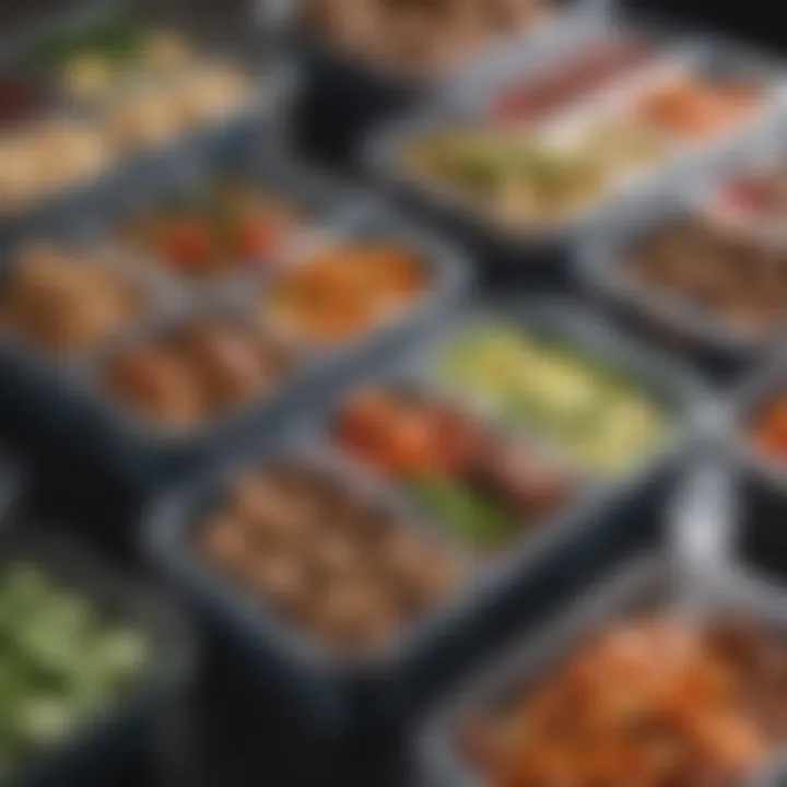 A close-up of high-quality meal prep containers showcasing different materials and their unique features.