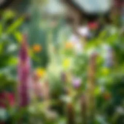 A serene herbal garden featuring a variety of plants known for their medicinal properties.