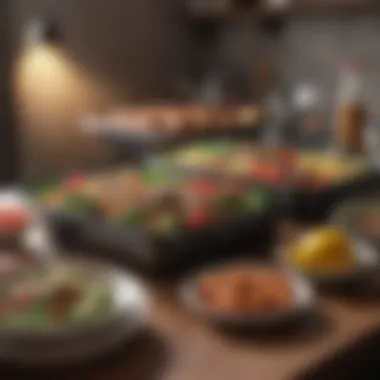 Organized Meal Prep for Calorie Management An organized meal prep setup highlighting portion control
