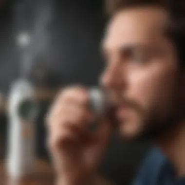 Home Usage of Oxygen Checkers Person using an oxygen checker in a home setting