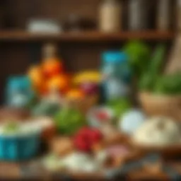 A variety of protein-rich foods on a wooden table