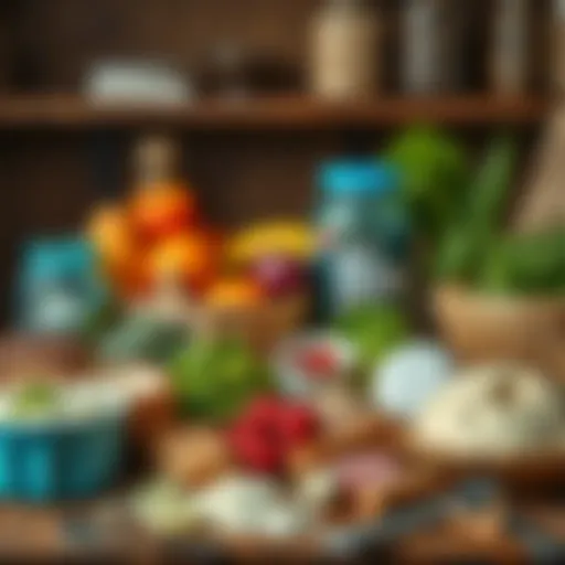 A variety of protein-rich foods on a wooden table