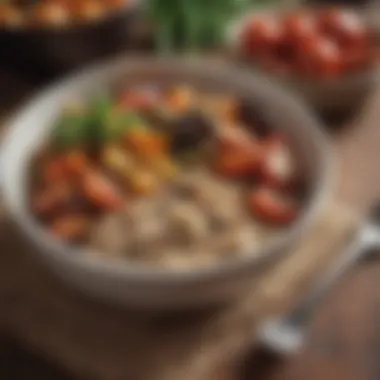 A bowl of quinoa and roasted vegetables