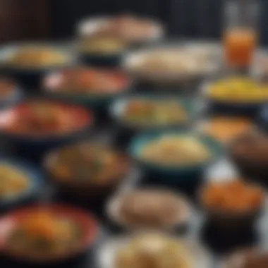 Nutritional Diversity in Strict Diets Colorful plates of various strict diet foods showcasing nutritional diversity