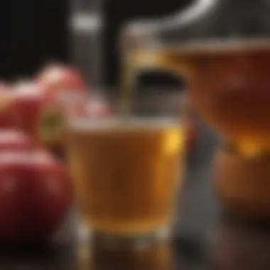 A person measuring apple cider vinegar for consumption