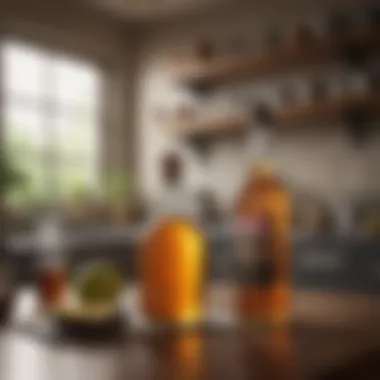 A serene kitchen setting with cider vinegar being used in various dishes