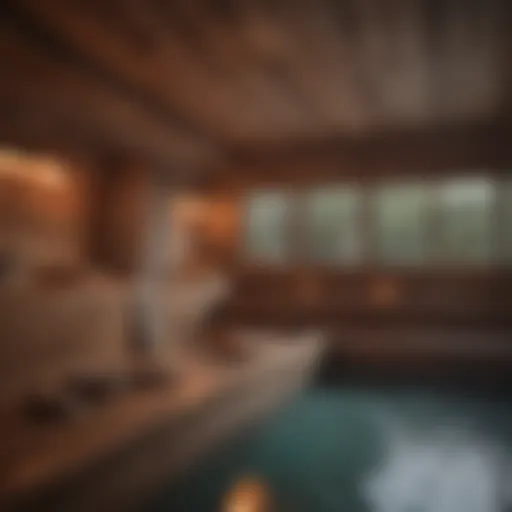 Serene sauna experience with soft lighting