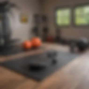 A home gym showcasing interlocking floor mats in use