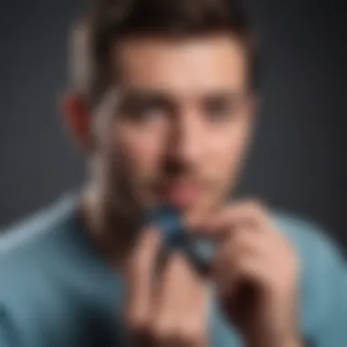 A medical professional demonstrating the use of a pulse oximeter